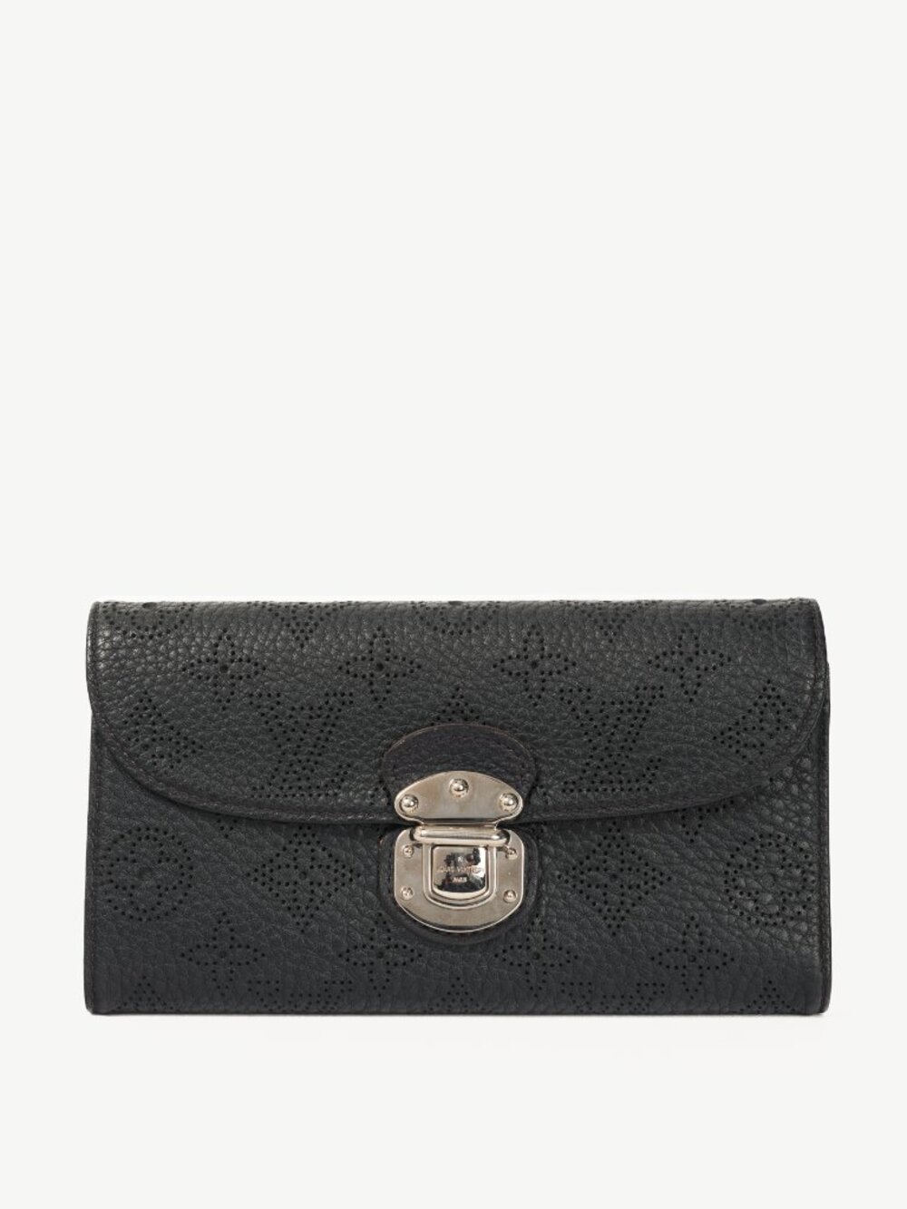 Louis Vuitton Amelia Black Mahina Perforated Leather Wallet